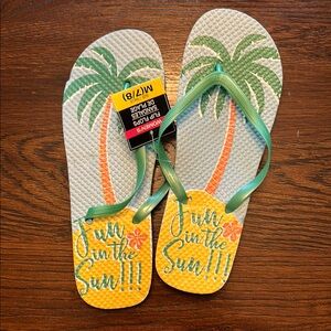 Tropical Palm Tree Flip Flops